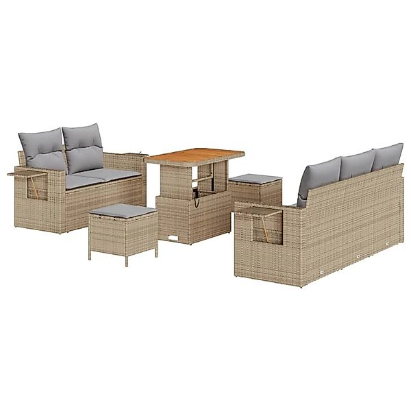 vidaXL Garten-Sofa-Set 8-Tlg Beige Poly Rattan 3361692 günstig online kaufen