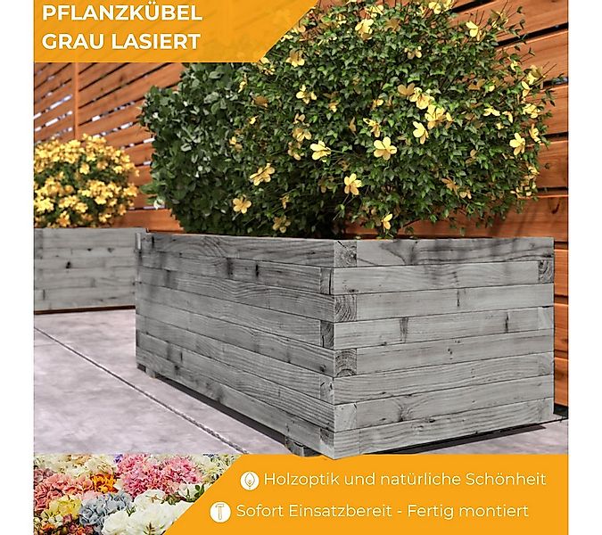Mega-Holz Pflanzkübel Mega Holz Pflanzkübel Kiefer Farbton Grau Blumenkaste günstig online kaufen