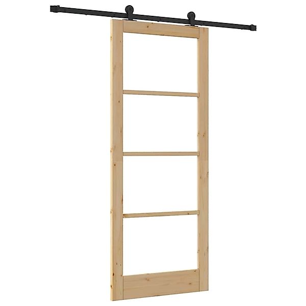 vidaXL Schiebetür ORKDAL Braun 86 x 211 cm Holz und Metall 3332005 günstig online kaufen