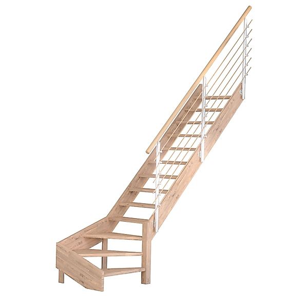 Treppe Mykonos Pro Eiche Gew. R 80 cm Design-Geländer-Holzstäbe FSC® günstig online kaufen