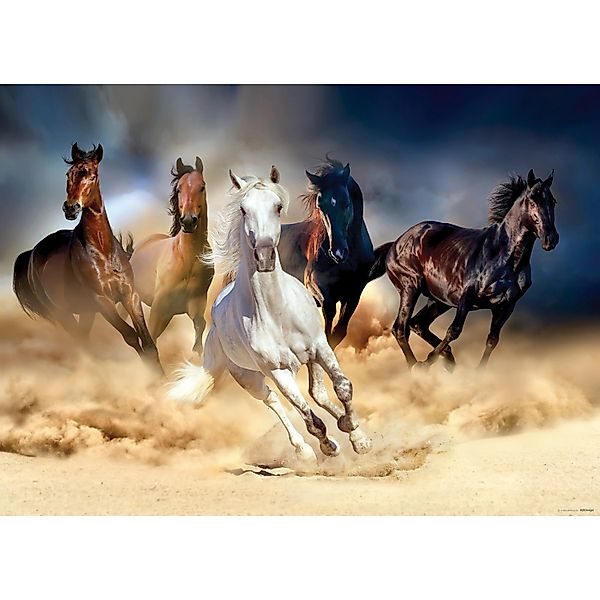 Sanders & Sanders Poster Pferde Braun Beige und Blau 160 x 110 cm 600711 günstig online kaufen
