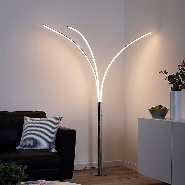 LED-Stehleuchte Maja, dreiflammig chrom günstig online kaufen