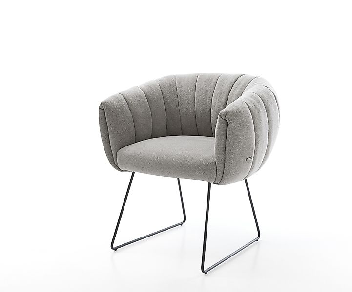 Esszimmerstuhl Jada-Flex Strukturstoff Soft Grau Kufengestell Schwarz Tasch günstig online kaufen