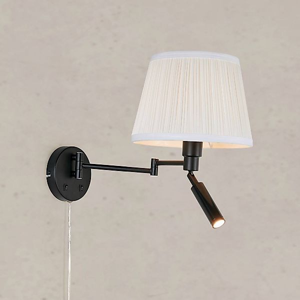 Wandlampe Pivot, naturweiß/schwarz, Ausladung 43 cm, 2-flg. günstig online kaufen