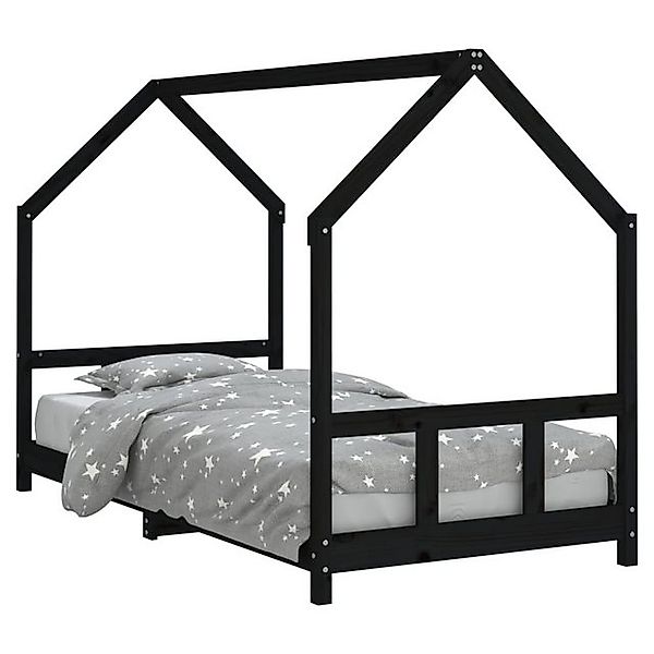 vidaXL Kinderbett, Jugendbett Schwarz 90x200 cm Massivholz Kiefer günstig online kaufen