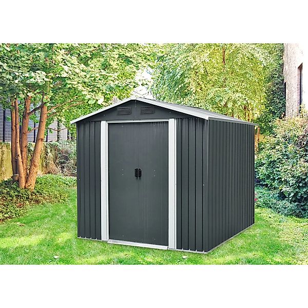 Pergart Metall-Gerätehaus Dresden Grau-Creme 3,66 m² günstig online kaufen