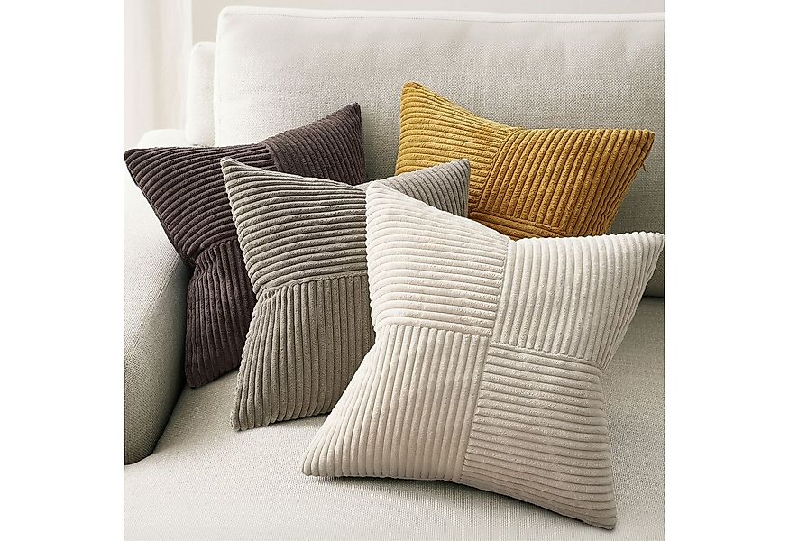 Topfinel Kissenbezug 40x40 4er set Kissenbezüge 50x50 Kordsamt mit Streifen günstig online kaufen