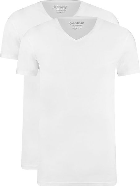 Garage 2-Pack Basic T-shirt Bio V-Ausschnitt Weiß - Größe L günstig online kaufen