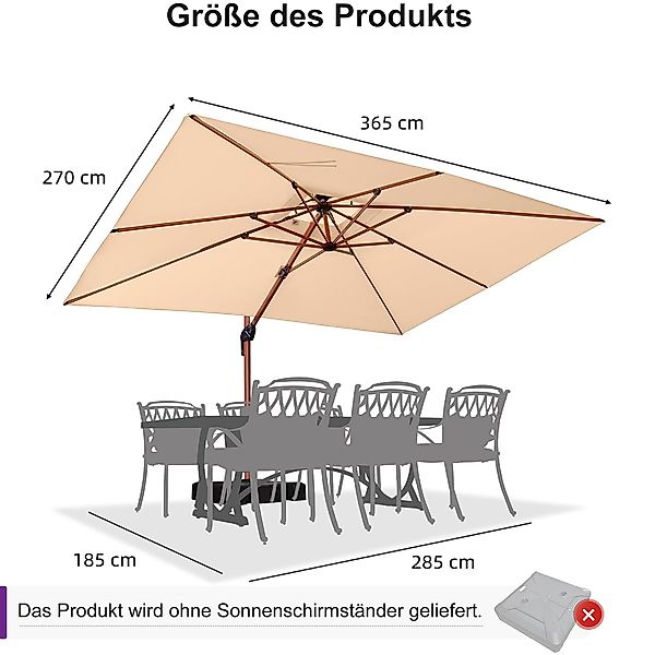 PURPLE LEAF Ampelschirm Holzoptik Rechteckiger Außenbereich günstig online kaufen