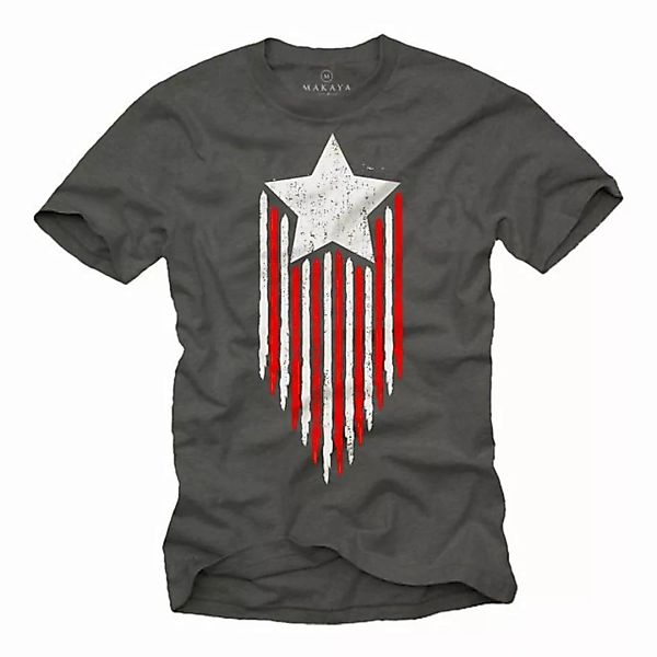 MAKAYA T-Shirt Herren Amerika Flagge USA Fahne Stern US Vintage Star Americ günstig online kaufen