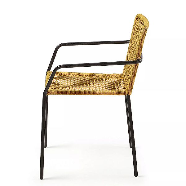 Natur24 4-er Set Stuhl Ellen 56 x 80 x 60 cm Seil Stahl Schwarz Sitzgarnitu günstig online kaufen