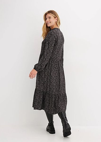 bonprix Midikleid "Midikleid aus Viskose" aus Viskose, A-Linie, mit Leomust günstig online kaufen