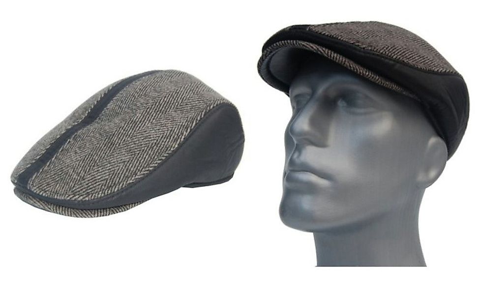 Cool4 Schiebermütze HERBST WINTER FLATCAP LEDER OPTIK Fischgrät Nacken-und günstig online kaufen