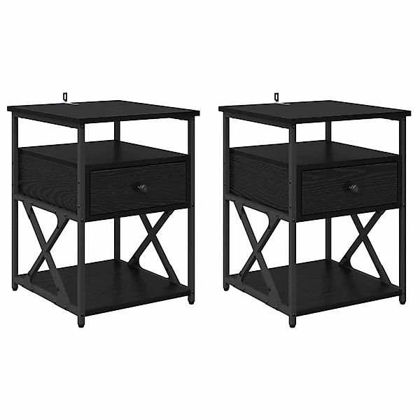 vidaXL Nachttisch 2 Stk Schwarz Eichen-Optik 40 x 42 x 55 cm 881886 günstig online kaufen