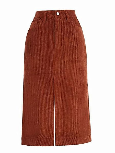 Freshlions Cordrock Freshlions Corduroy Slit Midi Skirt rost L günstig online kaufen