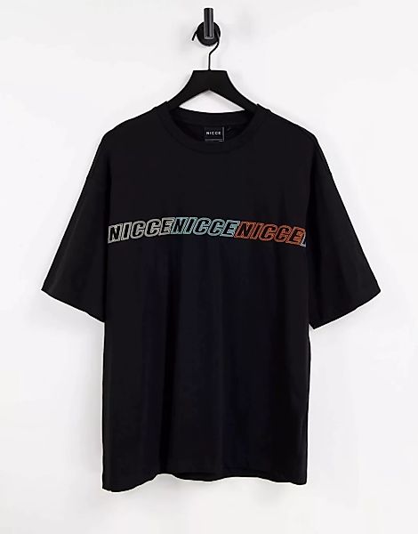Nicce – Rioja – T-Shirt in Schwarz mit Stickerei günstig online kaufen