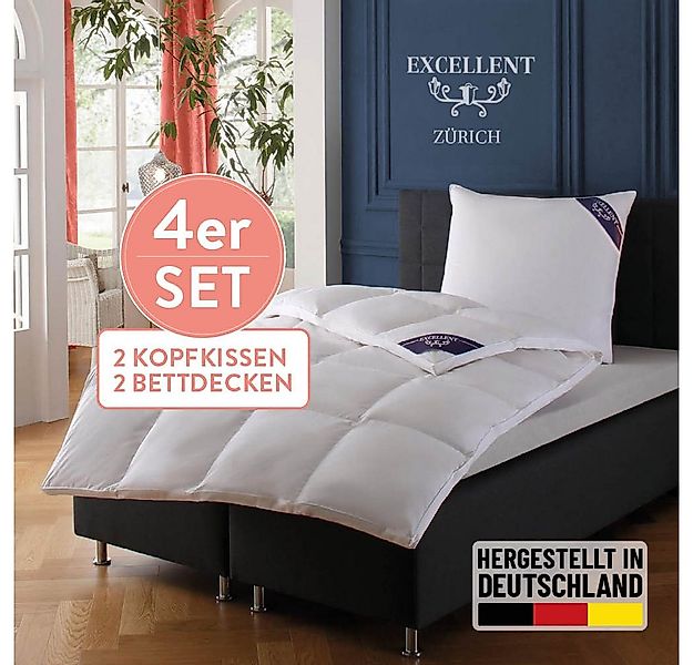 Excellent Daunenbettdecke + Federkissen Bettdecken-Set Zürich, 4-tlg., Herb günstig online kaufen