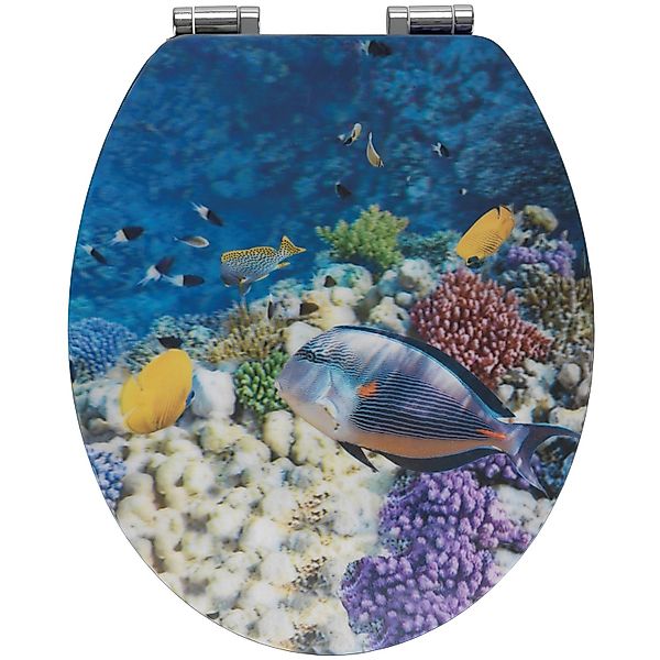 Wenko WC-Sitz Fish mit 3D-Effekt MDF mit Absenkautomatik Mehrfarbig günstig online kaufen