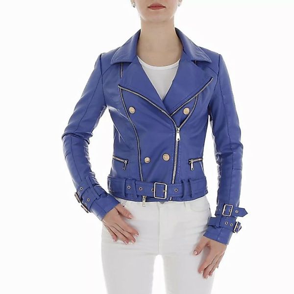 Ital-Design Lederimitatjacke Damen Freizeit (87123873) Bikerjacke in Blau günstig online kaufen