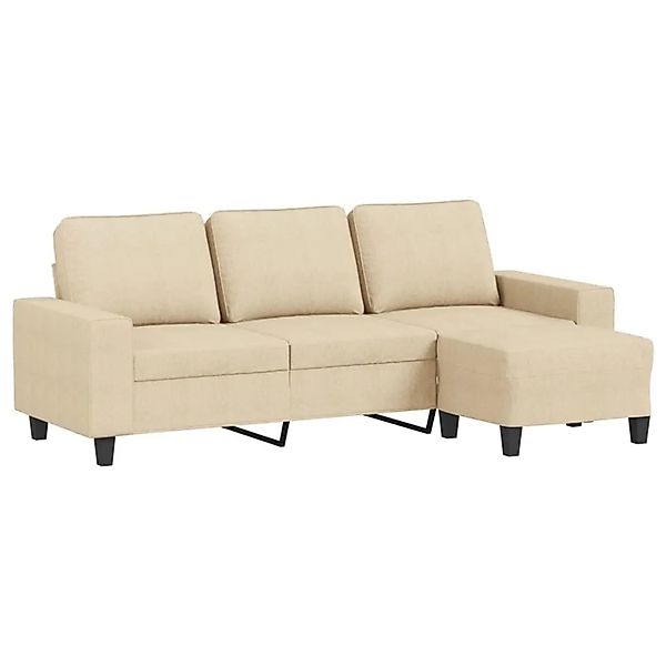 vidaXL 3-Sitzer-Sofa mit Hocker Creme 180 cm Stoff 3201153 günstig online kaufen
