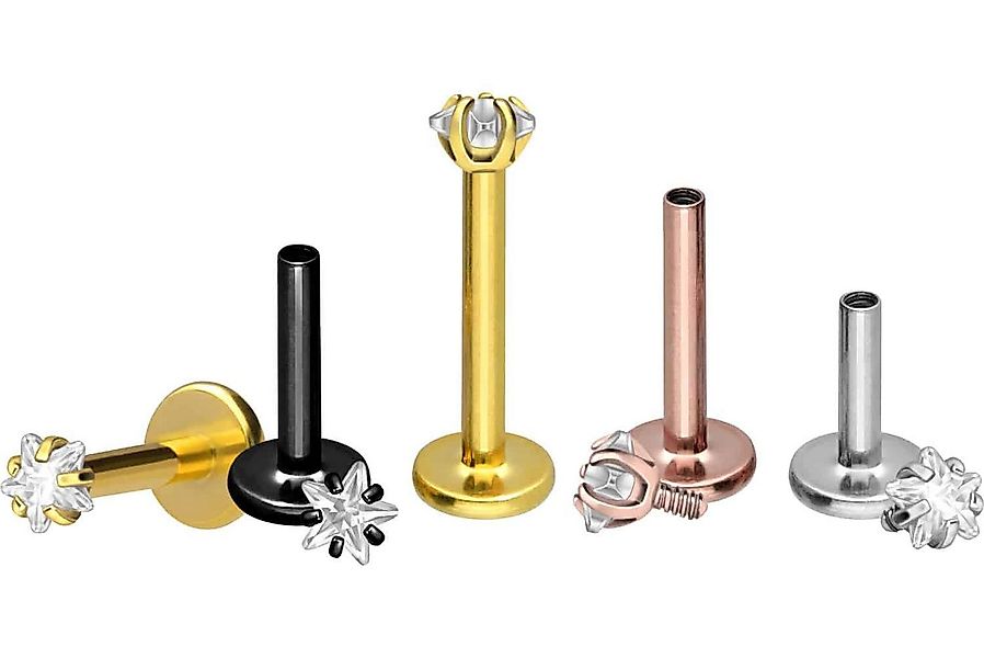 PIERCINGLINE Piercing-Set Titan Labret mit Innengewinde EINGEFASSTER KRISTA günstig online kaufen