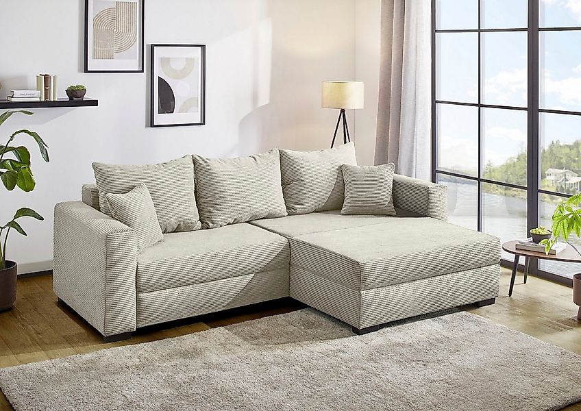 Jockenhöfer Gruppe Ecksofa Elmau XL L-Form, B: 261cm, mit Bettfunktion, Bet günstig online kaufen