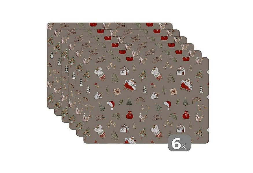 MuchoWow Platzset Weihnachten - Muster - Weihnachtsbaum - Tiere - Feiertage günstig online kaufen
