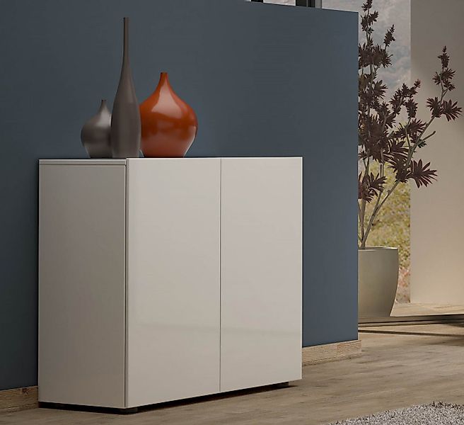 KITALY Sideboard in weiss, Lack Hochglanz - 90x80x38cm (BxHxT) günstig online kaufen