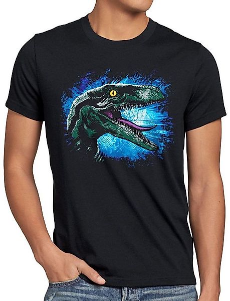 style3 T-Shirt Velociraptor Blue jurassic dinosaurier park dino günstig online kaufen