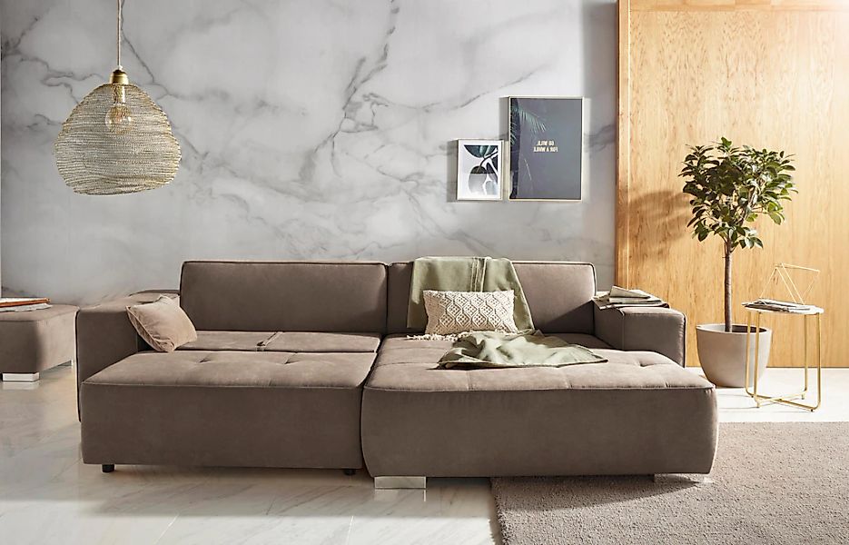 INOSIGN Ecksofa "Sapporo L-Form", wahlweise Bettfunktion oder Sitztiefenver günstig online kaufen