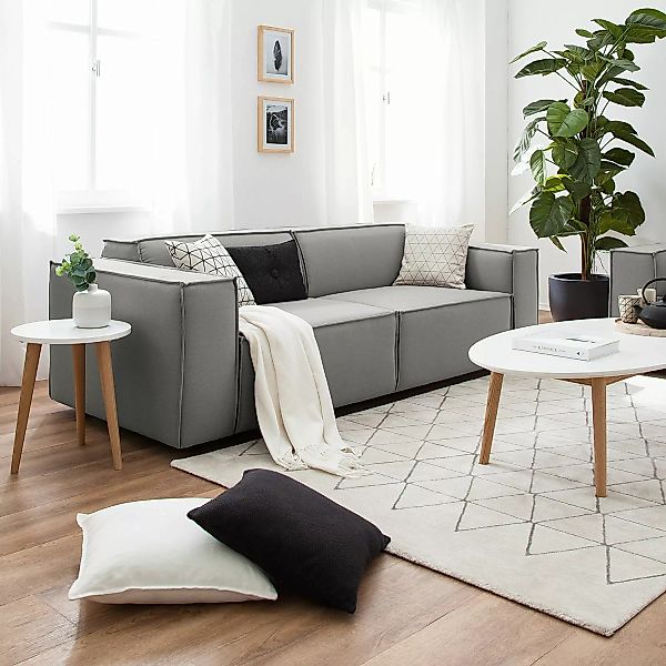 home24 Sofa Kinx 2,5-Sitzer Graubraun Strukturstoff 223x72x96 cm (BxHxT) Mo günstig online kaufen