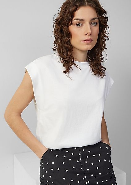QS Kurzarmshirt Baumwollshirt mit überschnittenen Schultern günstig online kaufen