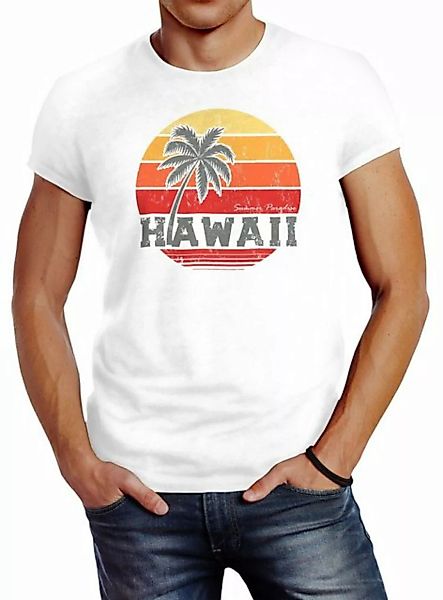 Neverless Print-Shirt Herren T-Shirt Hawaii Palme Tropical Summer Retro Sli günstig online kaufen