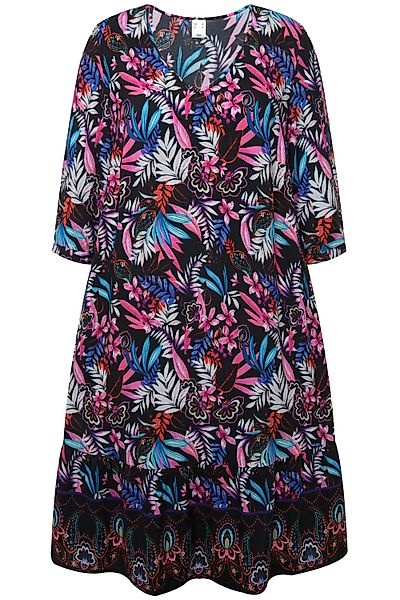 MIAMODA Jerseykleid Kleid A-Line Alloverdruck V-Ausschnitt günstig online kaufen