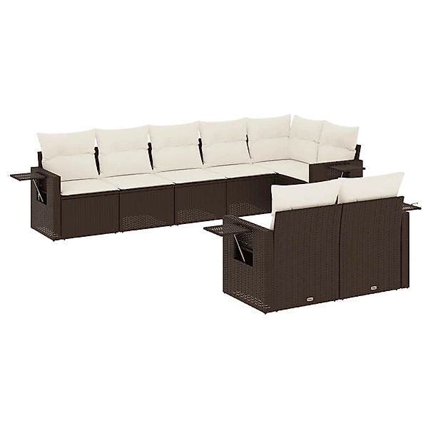 vidaXL 8-Tlg Garten-Sofagarnitur mit Kissen Braun Poly Rattan 3220422 günstig online kaufen