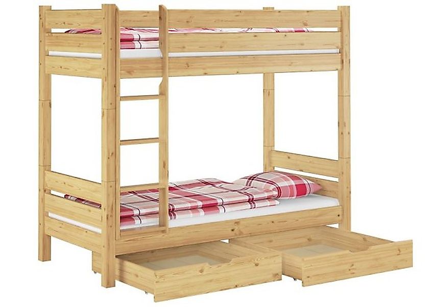 ERST-HOLZ Etagenbett Doppelstockbett mit Bettkasten und Rollroste 90 x 200 günstig online kaufen