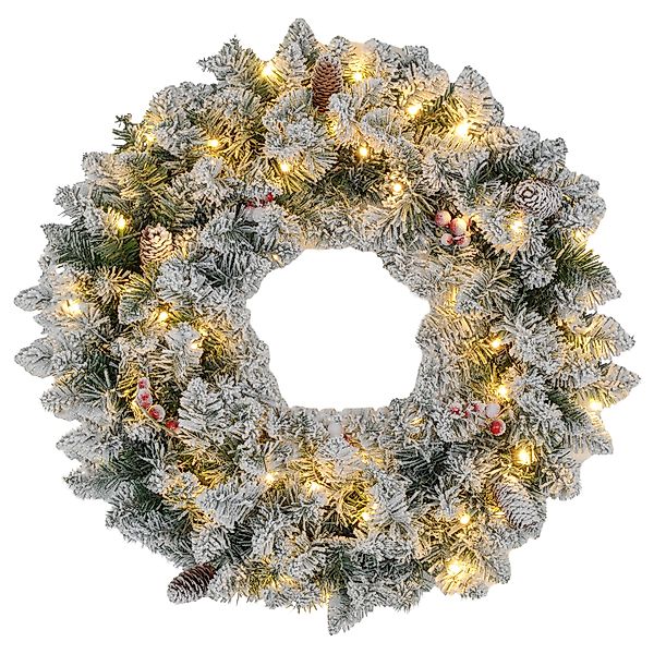 HOMCOM Tannenkranz Weihnachtskranz Türkranz Künstlicher Tannenkranz mit LED günstig online kaufen