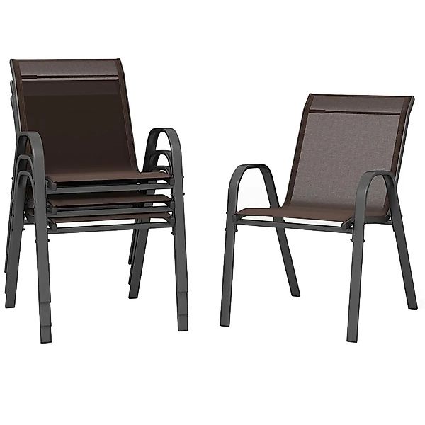 Costway 4er Set Gartenstühle Stapelbar Textilene Metallgestell Braun günstig online kaufen