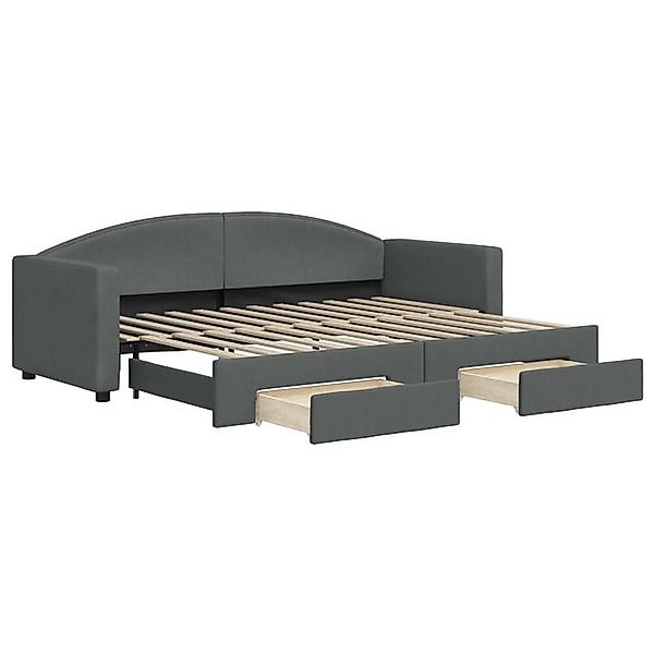 vidaXL Bett, Tagesbett Ausziehbar mit Schubladen Dunkelgrau 80x200 cm Stoff günstig online kaufen
