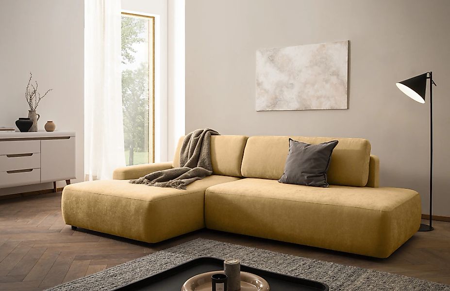 Home affaire Ecksofa "TORGE, Schlafsofa Cord, Samtvelours u. Strukur fein, günstig online kaufen