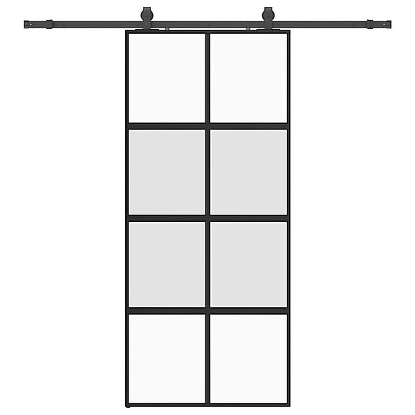 vidaXL Schiebetür mit Beschlag Schwarz 90x205 cm Hartglas 3375893 günstig online kaufen