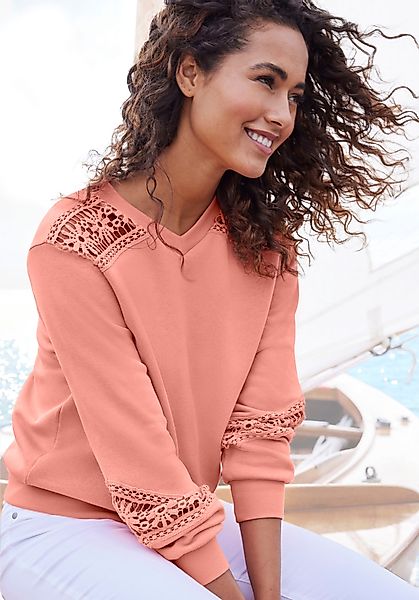 Vivance Sweatshirt mit Spitzeneinsätzen an Schulter günstig online kaufen