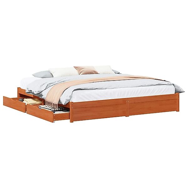 vidaXL Bettrahmen Wachsbraun 200 x 200 cm Massivholz Kiefer 3422721 günstig online kaufen