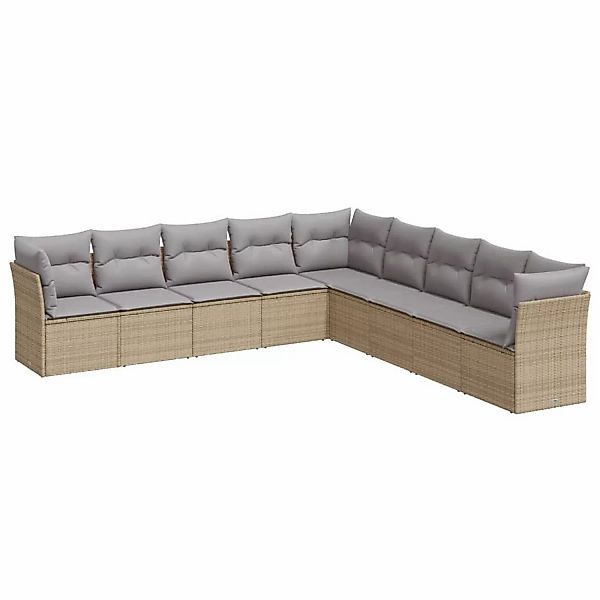 vidaXL 9-tlg Garten-Sofagarnitur mit Kissen Beige Poly Rattan Modell 4 günstig online kaufen