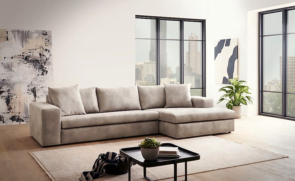 andas Ecksofa "SLEETLAND XXL in Samtvelours oder Vintage-Leder-Optik, L-For günstig online kaufen