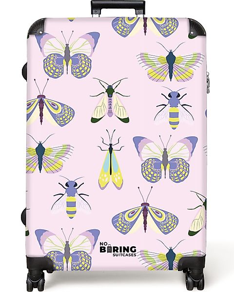 NoBoringSuitcases.com© Hartschalen-Trolley Rosa mit Insekten 77 günstig online kaufen