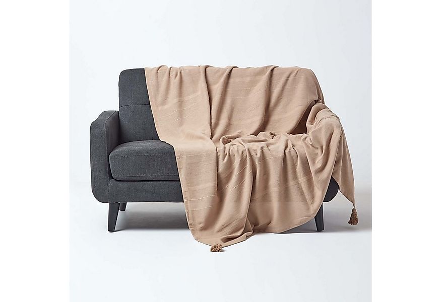 Plaid Tagesdecke Rajput, 100% Baumwolle, beige, 150 x 200 cm, Homescapes günstig online kaufen