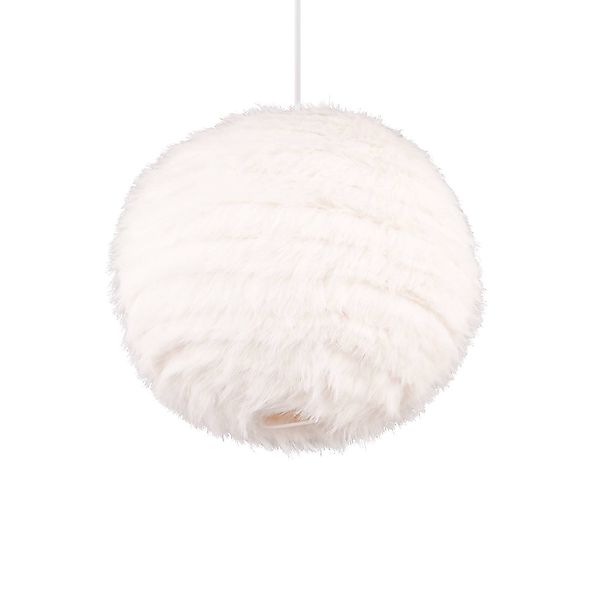 Hängeleuchte Furry, Ø 35 cm, sandfarben, Synthetik-Plüsch günstig online kaufen