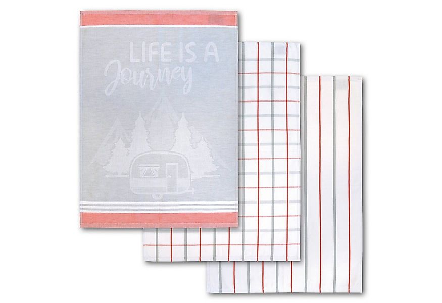 Dyckhoff Geschirrtuch Journey, mit 3 verschiedenen Motiven, LIFE IS A JOURN günstig online kaufen