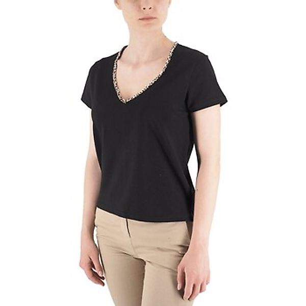 Devid Label  T-Shirts & Poloshirts T-Shirt V-Kragen Leo Schwarz günstig online kaufen
